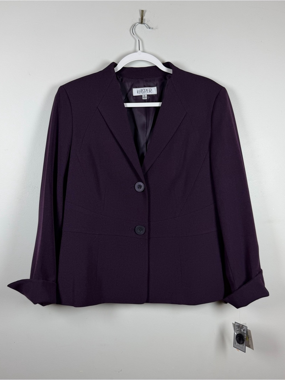 New Kasper Plum Purple Two Button Work Career Jacket Blazer Fall Size 10